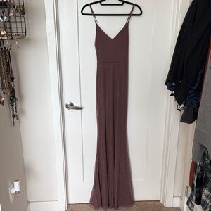 2000s Y2K Sparkly Brown Long Party Dress